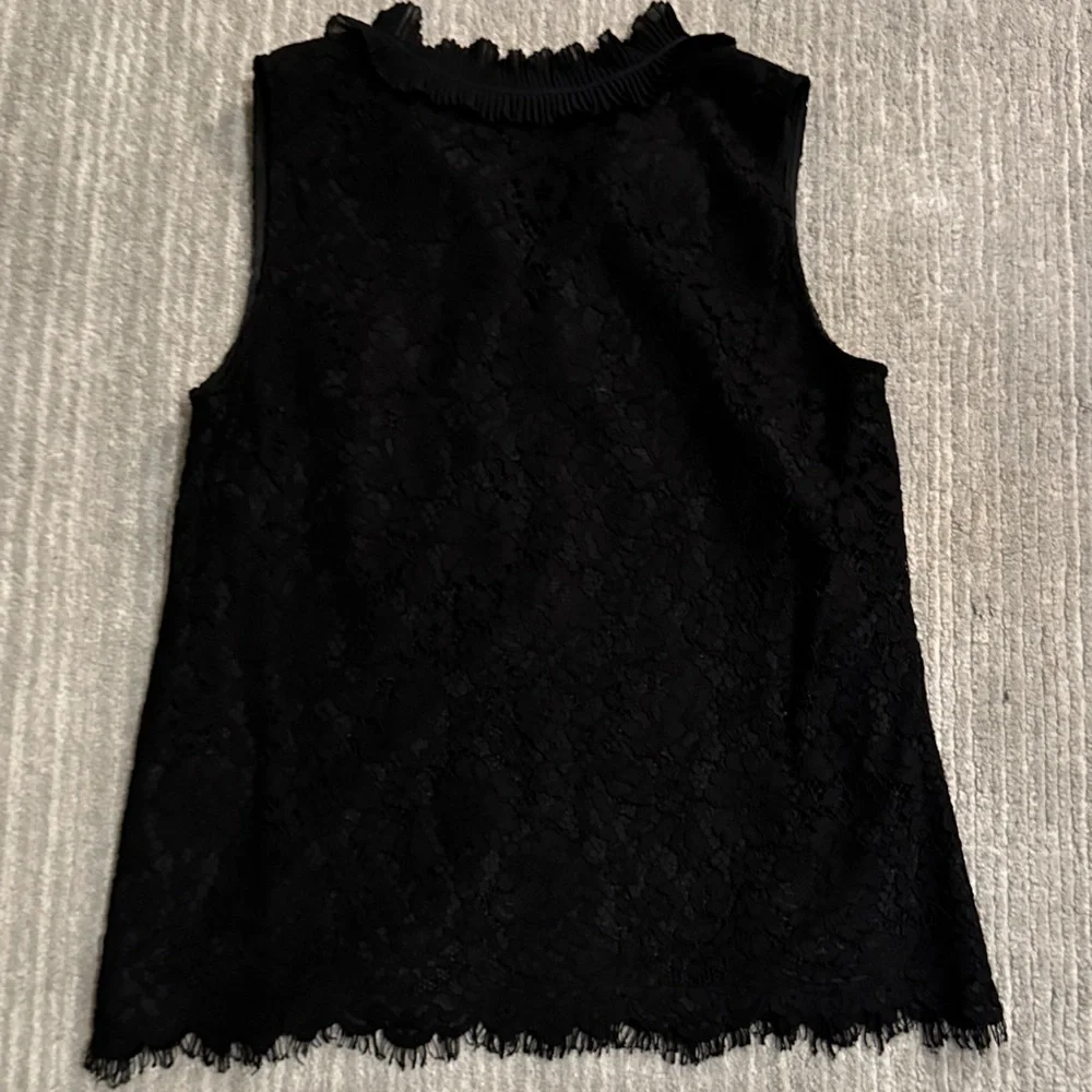 J. Crew Black Lace Ruffle Neck Blouse